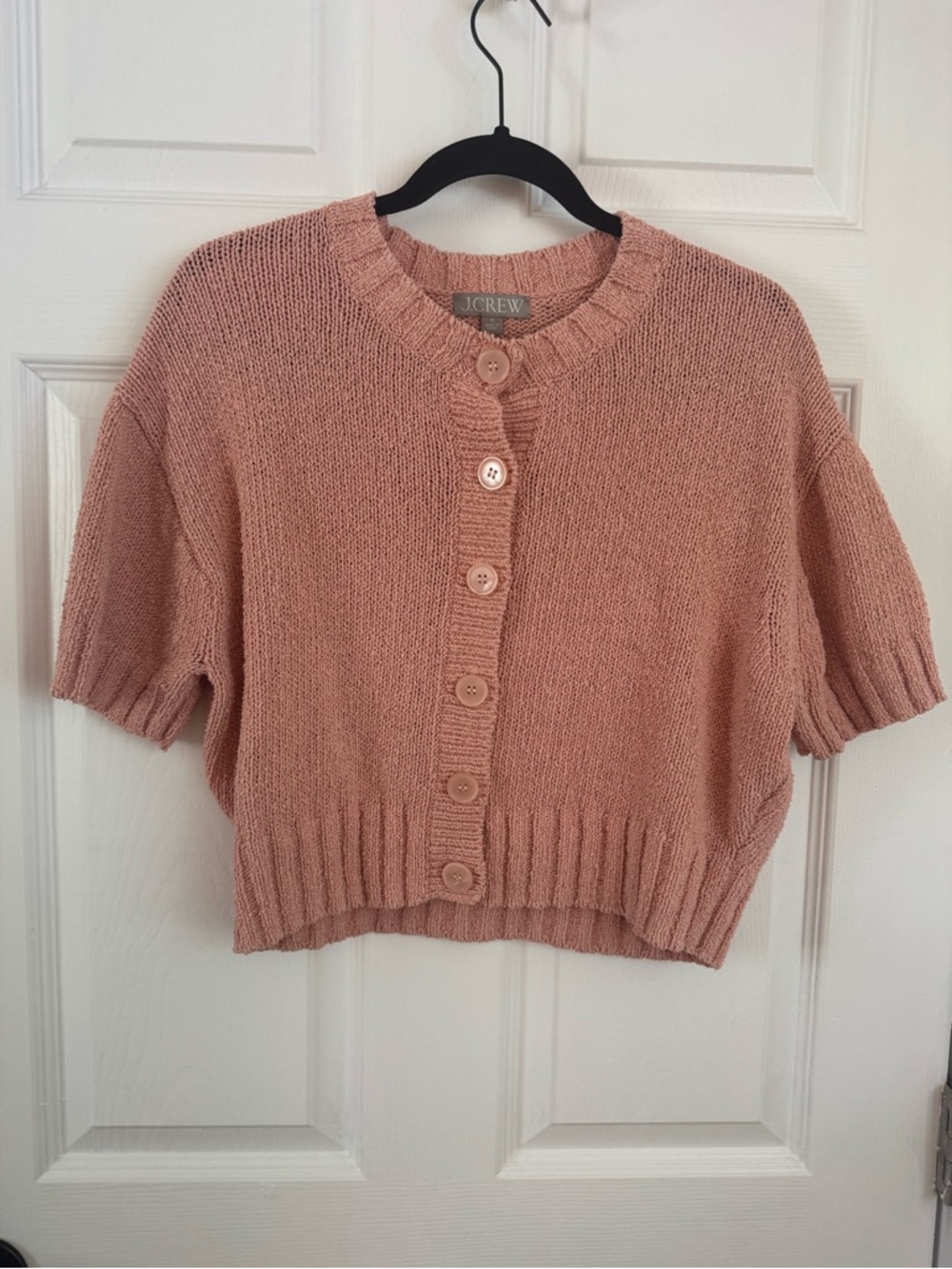 J.Crew Marina Crewneck Cardigan in Pink Clay